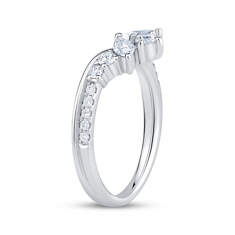 Main Image 2 of Now + Forever Lab-Grown Diamonds Marquise & Round-Cut Contour Anniversary Ring 1/2 ct tw 14K White Gold