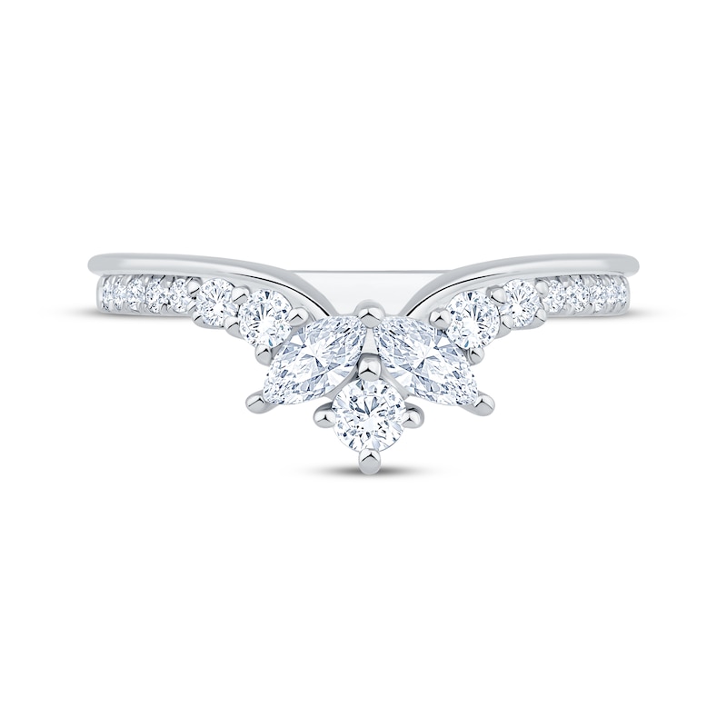 Main Image 3 of Now + Forever Lab-Grown Diamonds Marquise & Round-Cut Contour Anniversary Ring 1/2 ct tw 14K White Gold