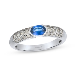Le Vian Oval-Cut Blue Sapphire Ring 3/8 ct tw Diamonds 14K Vanilla Gold