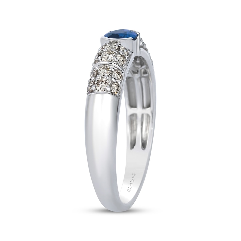 Main Image 2 of Le Vian Oval-Cut Blue Sapphire Ring 3/8 ct tw Diamonds 14K Vanilla Gold