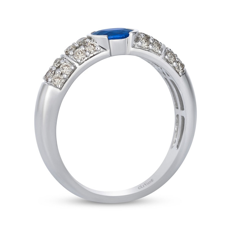 Main Image 3 of Le Vian Oval-Cut Blue Sapphire Ring 3/8 ct tw Diamonds 14K Vanilla Gold