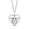 Thumbnail Image 1 of Star Wars Grogu Heart-Shaped Green Quartz & Diamond Necklace 1/20 ct tw Sterling Silver 18"