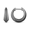 Thumbnail Image 1 of Ink & Ice Black Diamond Graduated Knife Edge Hoop Earrings 1/5 ct tw Black Rhodium-Plated Sterling Silver