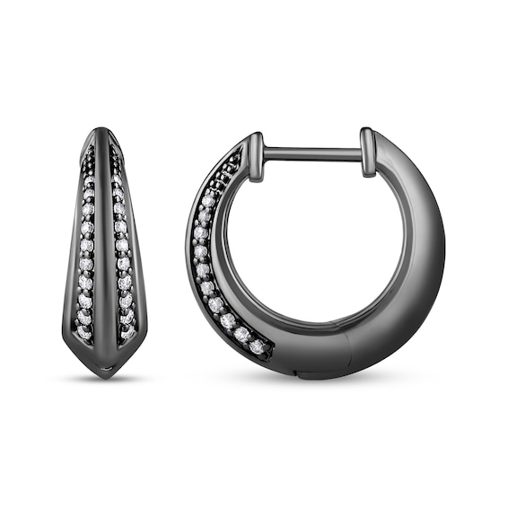 Ink & Ice Black Diamond Graduated Knife Edge Hoop Earrings 1/5 ct tw Black Rhodium-Plated Sterling Silver