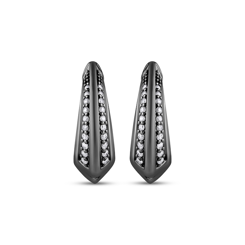 Main Image 2 of Ink & Ice Black Diamond Graduated Knife Edge Hoop Earrings 1/5 ct tw Black Rhodium-Plated Sterling Silver