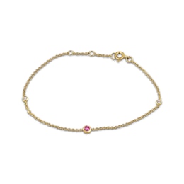 STUDIO BY KAY Pink & White Lab-Created Sapphire Bezel-Set Bracelet 24K Yellow Gold Vermeil Sterling Silver 7.5"