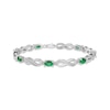 Thumbnail Image 1 of Oval-Cut Lab-Created Emerald & Diamond Accent Infinity Bracelet Sterling Silver 7.25"