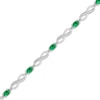 Thumbnail Image 2 of Oval-Cut Lab-Created Emerald & Diamond Accent Infinity Bracelet Sterling Silver 7.25"