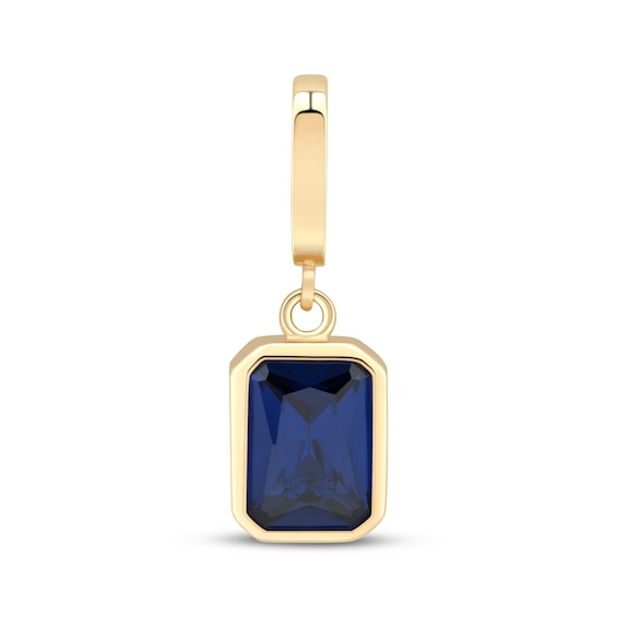 Charmed Memories Emerald-Cut Dark Blue Cubic Zirconia Charm 10K Yellow Gold
