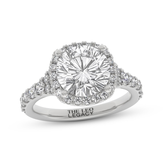THE LEO Legacy Lab-Grown Diamond Round-Cut Halo Engagement Ring 3-3/4 ct tw 14K White Gold
