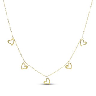 10k Yellow Gold Open Heart Charm Pendant - Two-Sided Beaded Design, 0.9 Inches