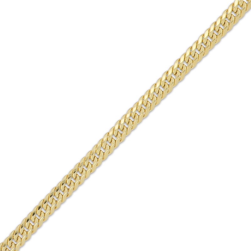 Main Image 2 of 7.6mm Angled Curb Chain Bracelet Semi-Solid 10K Yellow Gold 8.5"