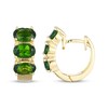 Thumbnail Image 3 of STUDIO BY KAY Oval-Cut Lab-Created Emerald Huggie Hoop Earrings 24K Yellow Gold Vermeil Sterling Silver