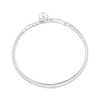 Thumbnail Image 3 of Cultured Pearl & White Lab-Created Sapphire Leaf Bangle Sterling Silver 7"