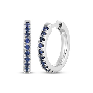 Blue Lab-Created Sapphire Huggie Hoop Earrings Sterling Silver