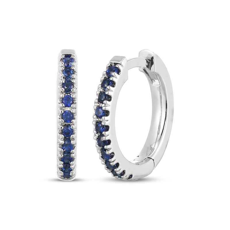 Main Image 1 of STUDIO BY KAY Blue Lab-Created Sapphire Huggie Hoop Earrings Sterling Silver