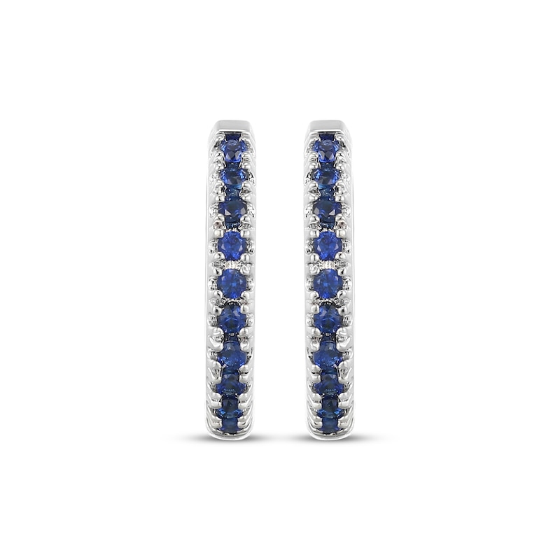 Main Image 2 of STUDIO BY KAY Blue Lab-Created Sapphire Huggie Hoop Earrings Sterling Silver