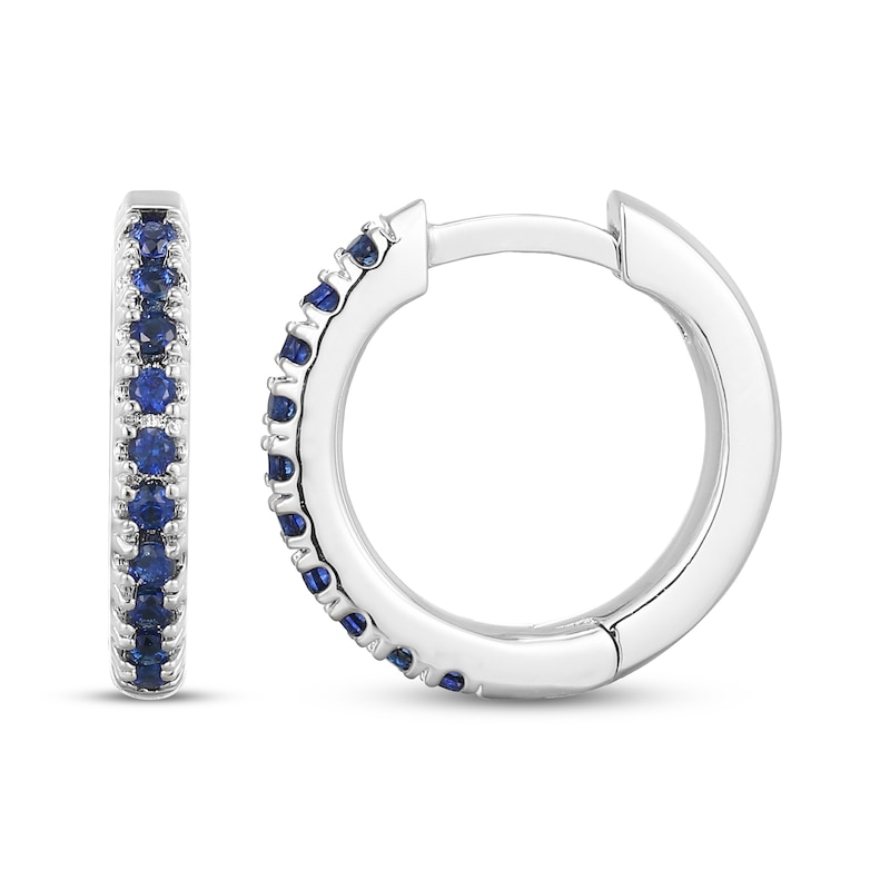 Main Image 3 of STUDIO BY KAY Blue Lab-Created Sapphire Huggie Hoop Earrings Sterling Silver