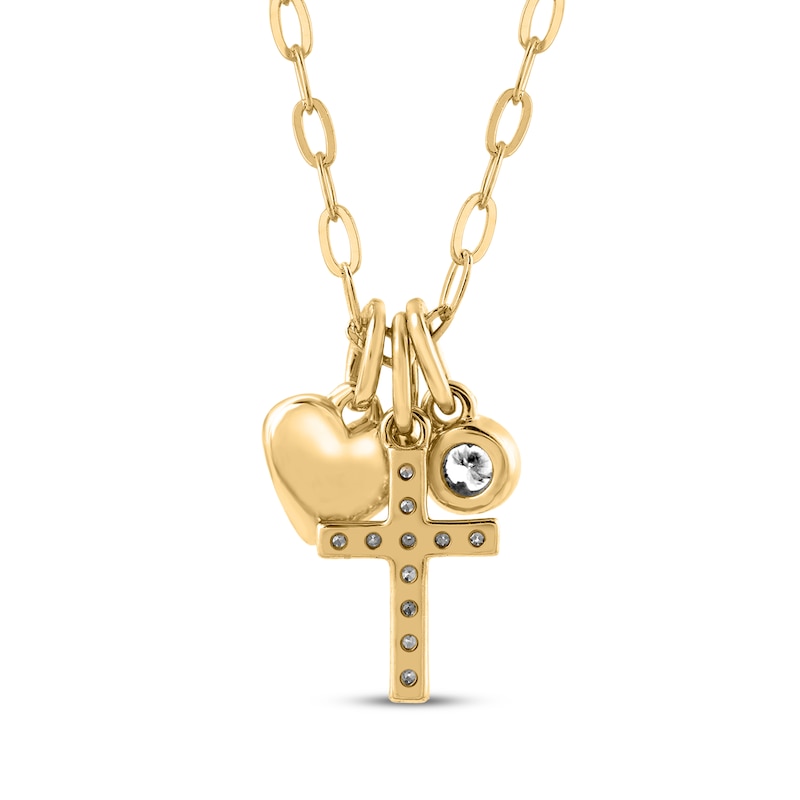 Main Image 3 of STUDIO BY KAY Lab-Grown Diamond Charms Necklace 1/6 ct tw 24K Yellow Gold Vermeil Sterling Silver 18"