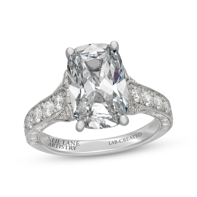 Main Image 1 of Neil Lane Artistry Heritage Cushion-Cut Lab-Grown Diamond Engagement Ring 4-3/4 ct tw Platinum