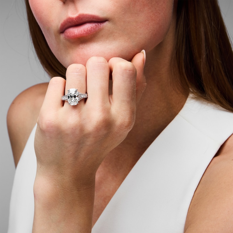 Main Image 5 of Neil Lane Artistry Heritage Cushion-Cut Lab-Grown Diamond Engagement Ring 4-3/4 ct tw Platinum