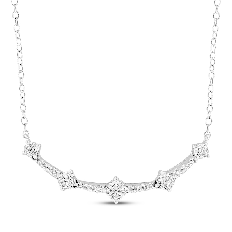 Main Image 1 of Milestones Lab-Grown Diamond Station Smile Necklace 1/4 ct tw Sterling Silver 18"