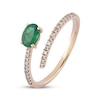 Thumbnail Image 2 of Oval-Cut Emerald & Diamond Deconstructed Ring 1/8 ct tw 10K Yellow Gold