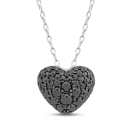 Black Multi-Diamond Heart Necklace 3/4 ct tw 10K White Gold 18"
