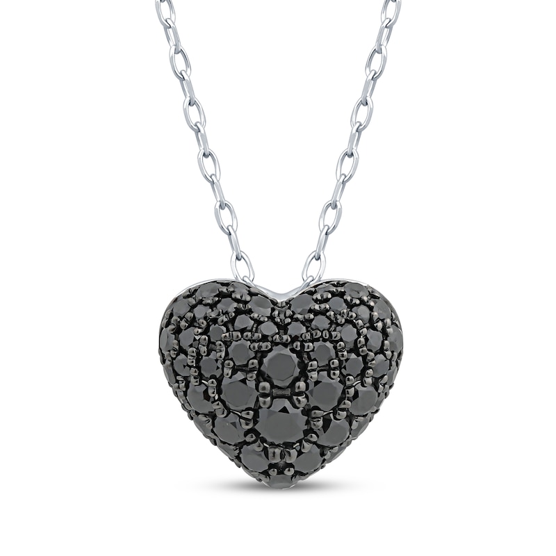 Main Image 1 of Black Multi-Diamond Heart Necklace 3/4 ct tw 10K White Gold 18"