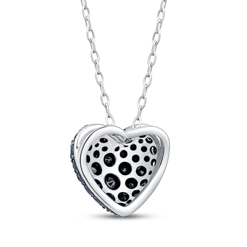 Main Image 4 of Black Multi-Diamond Heart Necklace 3/4 ct tw 10K White Gold 18"