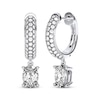 Thumbnail Image 1 of THE LEO Legacy Lab-Grown Diamond Oval-Cut Dangle Hoop Earrings 2 ct tw 14K White Gold
