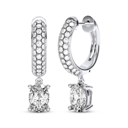 THE LEO Legacy Lab-Grown Diamond Oval-Cut Dangle Hoop Earrings 2 ct tw 14K White Gold