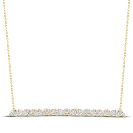 Monique Lhuillier Bliss Marquise-Cut & Round-Cut Lab-Grown Diamond Bar Necklace 7/8 ct tw 24K Yellow Gold Vermeil Sterling Silver 16"
