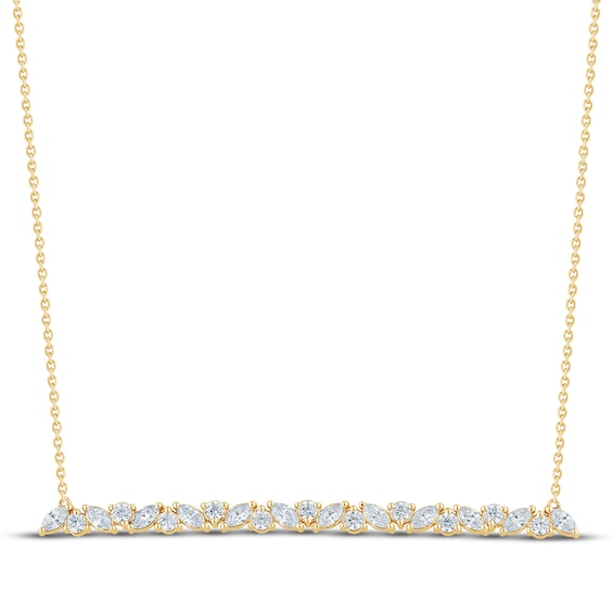 Monique Lhuillier Bliss Marquise-Cut & Round-Cut Lab-Grown Diamond Bar Necklace 7/8 ct tw 24K Yellow Gold Vermeil Sterling Silver 16"