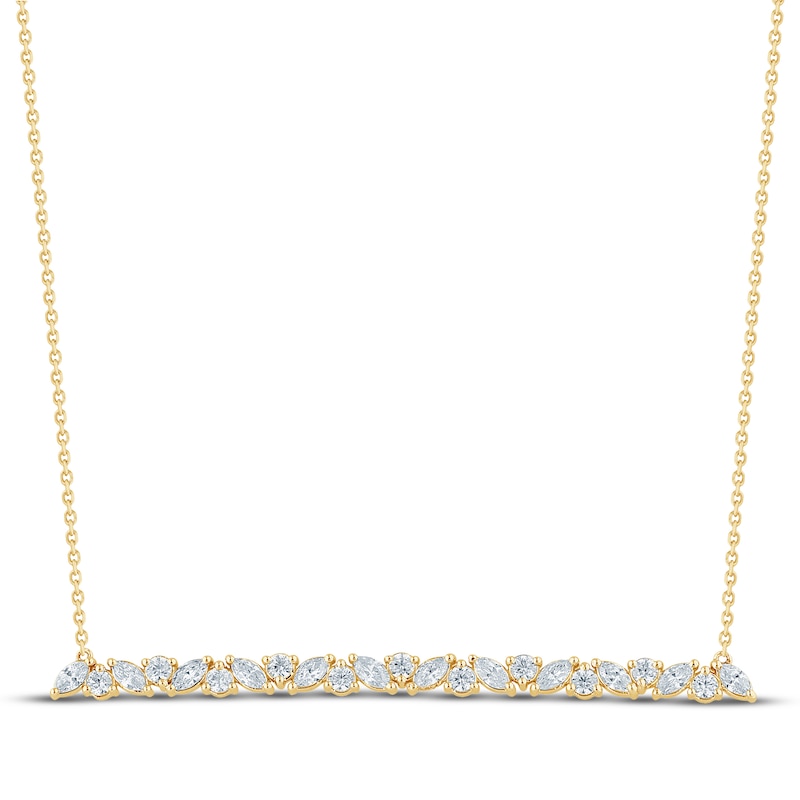 Main Image 1 of Monique Lhuillier Bliss Marquise-Cut & Round-Cut Lab-Grown Diamond Bar Necklace 7/8 ct tw 24K Yellow Gold Vermeil Sterling Silver 16"