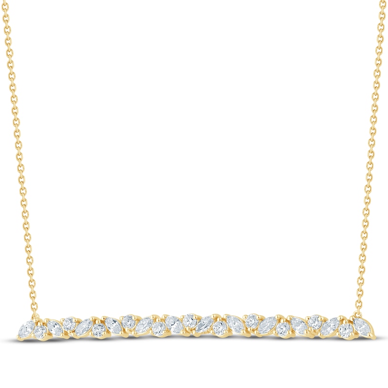 Main Image 2 of Monique Lhuillier Bliss Marquise-Cut & Round-Cut Lab-Grown Diamond Bar Necklace 7/8 ct tw 24K Yellow Gold Vermeil Sterling Silver 16"