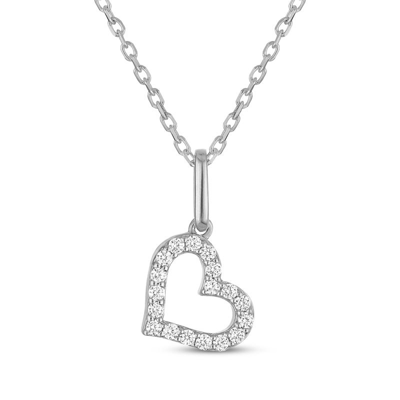 Main Image 1 of KAY Signature Collection Lab-Grown Diamond Tilted Mini Heart Necklace 1/8 ct tw Sterling Silver 18"