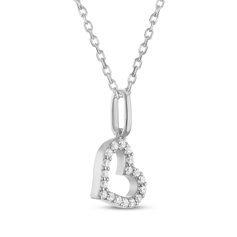 Main Image 2 of KAY Signature Collection Lab-Grown Diamond Tilted Mini Heart Necklace 1/8 ct tw Sterling Silver 18"