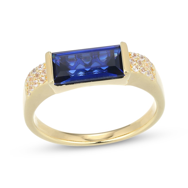Main Image 1 of STUDIO BY KAY Baguette-Cut Blue Lab-Created Sapphire & White Lab-Created Sapphire Ring 24K Yellow Gold Vermeil Sterling Silver
