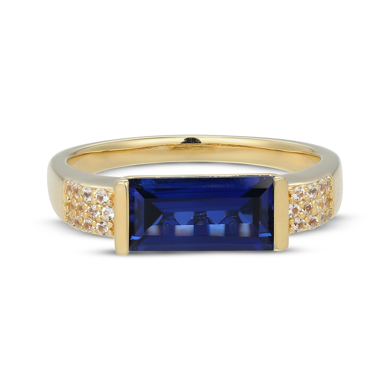 Main Image 3 of STUDIO BY KAY Baguette-Cut Blue Lab-Created Sapphire & White Lab-Created Sapphire Ring 24K Yellow Gold Vermeil Sterling Silver