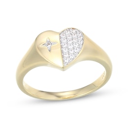 STUDIO BY KAY Lab-Grown Diamond Heart & Star Ring 1/10 ct tw 24K Yellow Gold Vermeil Sterling Silver