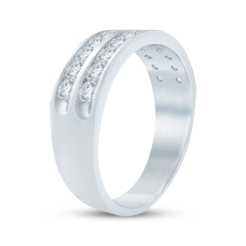 Main Image 2 of Now + Forever Men's Diamond Two-Row Channel Wedding Band 1 ct tw 10K White Gold