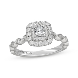 Neil Lane Princess-Cut Diamond Double Halo Engagement Ring 5/8 ct tw 14K White Gold