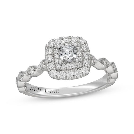 Neil Lane Princess-Cut Diamond Double Halo Engagement Ring 5/8 ct tw 14K White Gold