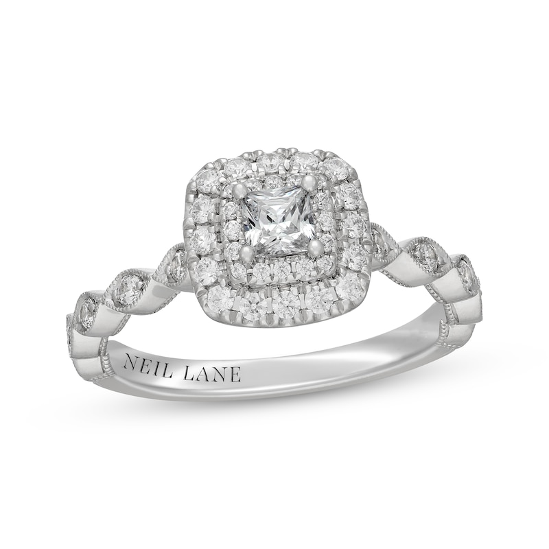 Main Image 1 of Neil Lane Princess-Cut Diamond Double Halo Engagement Ring 5/8 ct tw 14K White Gold