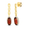 Thumbnail Image 1 of Le Vian Oval-Cut Garnet Halo Chain Drop Earrings 1/6 ct tw Diamonds 14K Honey Gold