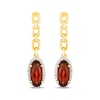 Thumbnail Image 2 of Le Vian Oval-Cut Garnet Halo Chain Drop Earrings 1/6 ct tw Diamonds 14K Honey Gold