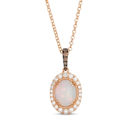 Le Vian Oval-Cut Opal Necklace 1/3 ct tw Diamonds 14K Strawberry Gold 19"