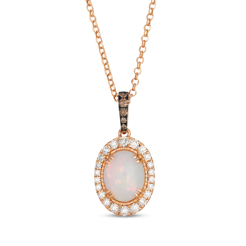 Main Image 1 of Le Vian Oval-Cut Opal Necklace 1/3 ct tw Diamonds 14K Strawberry Gold 19"