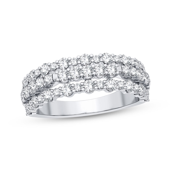Now + Forever Diamond Three-Row Anniversary Band 1 ct tw Round-cut 14K White Gold